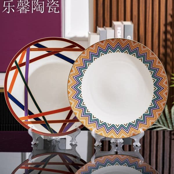 New bone china large shallow plate swan dinner plate high value fashion household light luxury large tray large pendulum plate