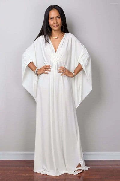Skirts Plus Size Caftan Dresses For Women Solid Color Beach Dress V Neck Cover Up Loose Soft Kaftan Loungewear
