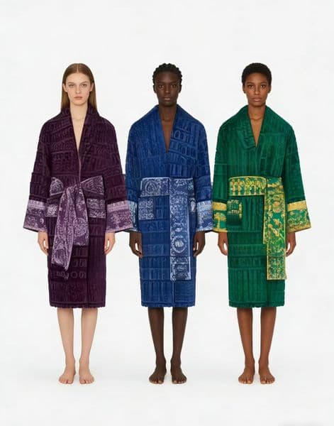 V Ersacee Robe -3-Piece Bath Towel Set Men's Pajamas Men's and Women's Shawl Collar Cotton Soft Fluffy Designer Brand Retro Bathrobe 20 Colors