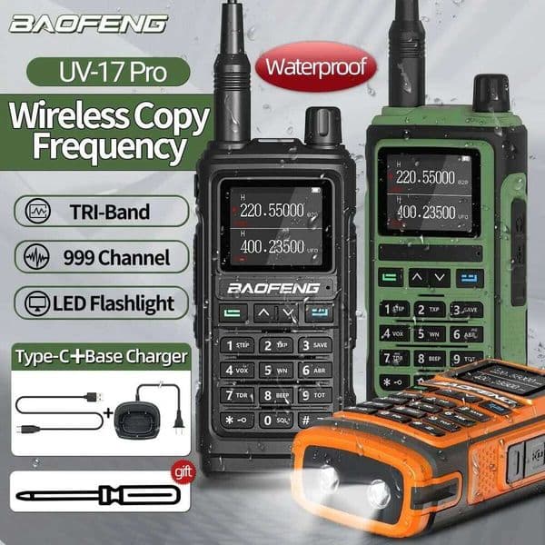Baofeng Wireless Copy Frequency Walkie Talkie 16 KM Long Range Flashlight Type-C Charger Ham Radio UV 17 Pro L K5 5R 26Y0311