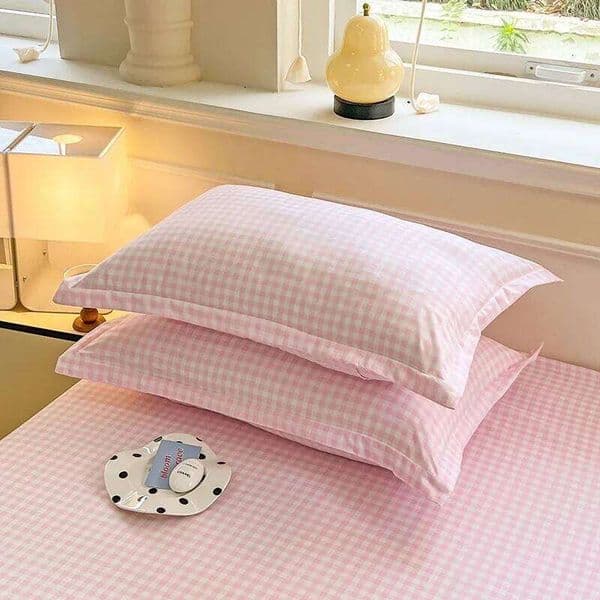 2pcs Set Pillowcase Envelope Style Plaid Couples Plain Ins 48x74cm Home Textile Household Bedroom Throw Case Pillow Cover 26Y0311