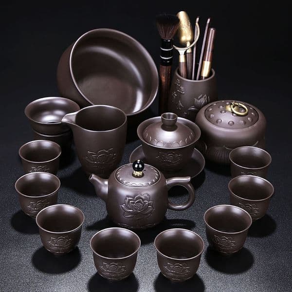 Bestseller for Home Use, High-End Zisha Teapot, Office Chinese Style Light Luxury Kung Fu Tea Cup Small Set ddmySat