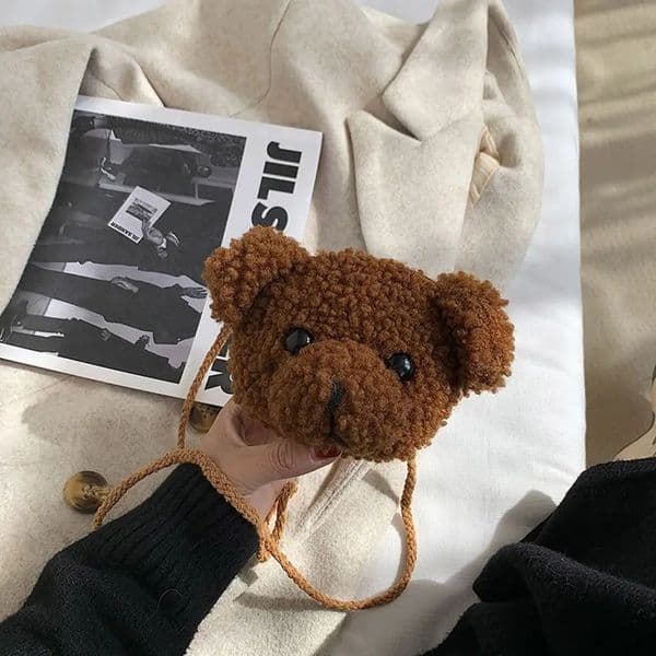 Cute Bear Plush Shoulder Bag for Children Kids Cartoon Messenger Bags Kawaii Diagonal Bag Purse Little Girls Stuffed Animals Bag 260311