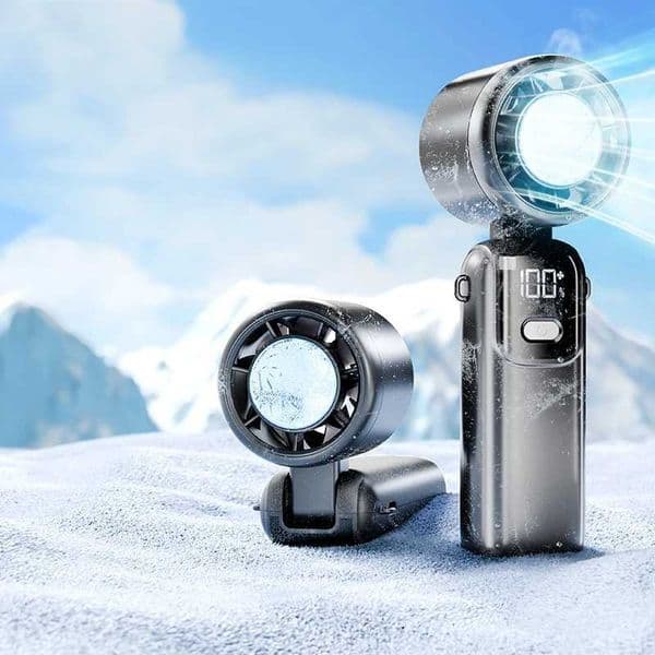 29000 RPM Semiconductor Refrigeration Handheld Electric Fan High-speed Violent Turbo Fan Folding Neck Hanging Ice Pack Small Fan X2603111