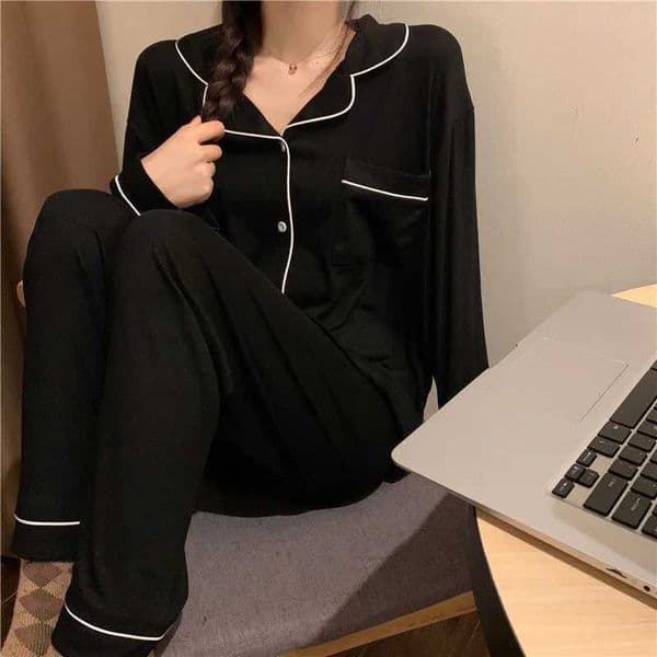 Spring Autumn Pajamas Womens Winter Sleepwear Set Korean Version of Ins Style Cute Long Sleeve Trousers Set Female Loungewear N260311