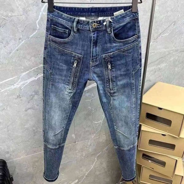 High Quality Spring and Autumn Designer Clothes Streetwear Denim Jeans Men's Luxury Casual Slim Fit Stretch Punk Pants C260310