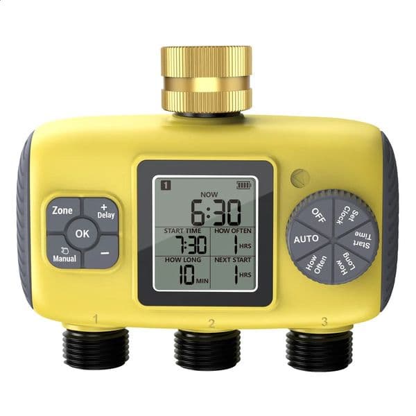 Insoma 3-Outlet Automatic Water Timer Garden Irrigation Watering System Independent Control Sprinkler Programmer Tools 260306