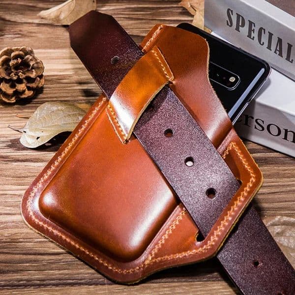 Genuine Leather Waist Packs Bag for Galaxy S25 S24 S23 S22 S21 Ultra Plus A55 Universal Hip Bum Phone Pouch Case Cover260302BJ