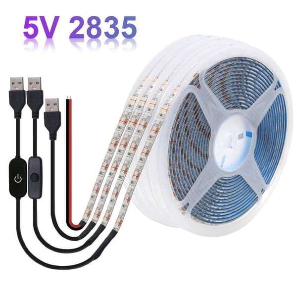 5V USB LED Strip Light Battery Power SMD 2835 3528 60LED 0.5m 1m 2m 5m Cold White Warm Blue Ribbon Cabinet Lights Night DC5V 26W0311
