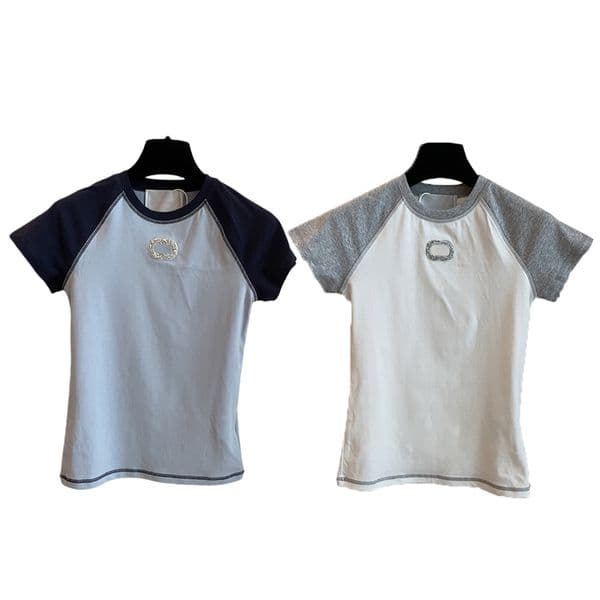 Summer Slim Fit Tees Women Letter Color Blocked Short Sleeve Sweatshirts Tops Casual Breathable Daily Versatile T Shirts