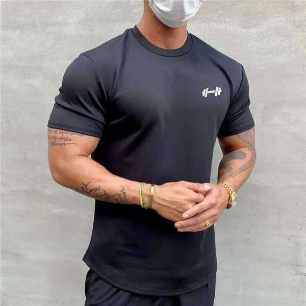 T NEW Summer Gym T Men Slim Fit sports Fitness tops Cotton short sleeve Training Tees fashion Casual t shirt men Clothing T260311