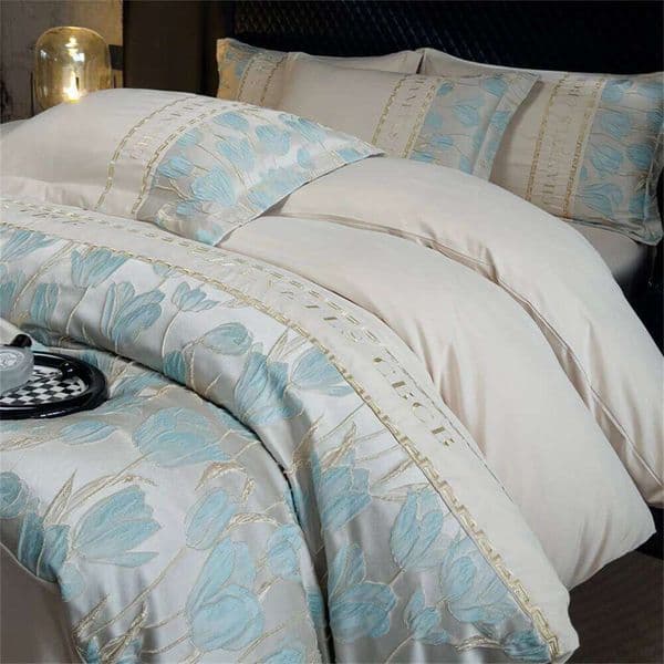 High Precision Embroidery Four Piece Satin Jacquard Bedding Set Comforter Bed Linen Duvet Sets Queen King Quilt Cover S26 61
