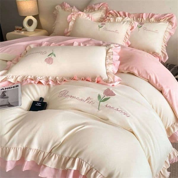 Princess Style Soft Comforter Duvet Double Cover with Pillowcase Bed Sheet Home Four Piece Sets Fashion Bedding Set S26