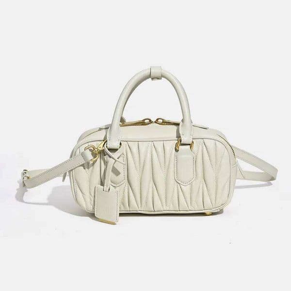 Sheepskin Folded Bowling New Niche Design Genuine Leather High-End Crossbody Bag Customizable Lettering Women's Handbag Suotong260311
