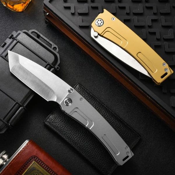 High Quality MKT M Folding Knife D2 Stone Wash/Titanium Coating Blade Stainless Steel Handle Outdoor Survival EDC Pocket Knives