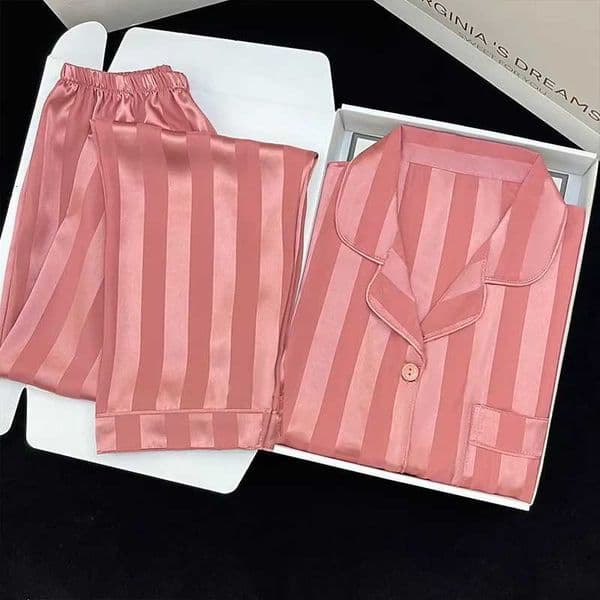 Womens Plus Size Pajamas High-Quality Striped Pajamas Ladies Long-Sleeved Trousers Cardigan Sleepwear Homewear Fall and Winter X260311