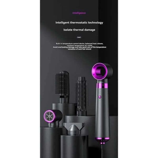 ABBZ-5-In-1 Hot Air Comb Automatic Curling Iron Curling Straight Dual-Purpose Hair Styling Comb Hair Dryer Set UK Plug X260311