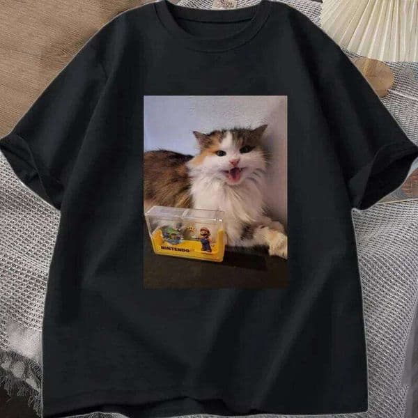 Cute Cat Print Women Clothing Summer Fashion Funny Kawaii Casual Oversize Short Sleeve Tops O-Neck T-shirts Unisex H260311
