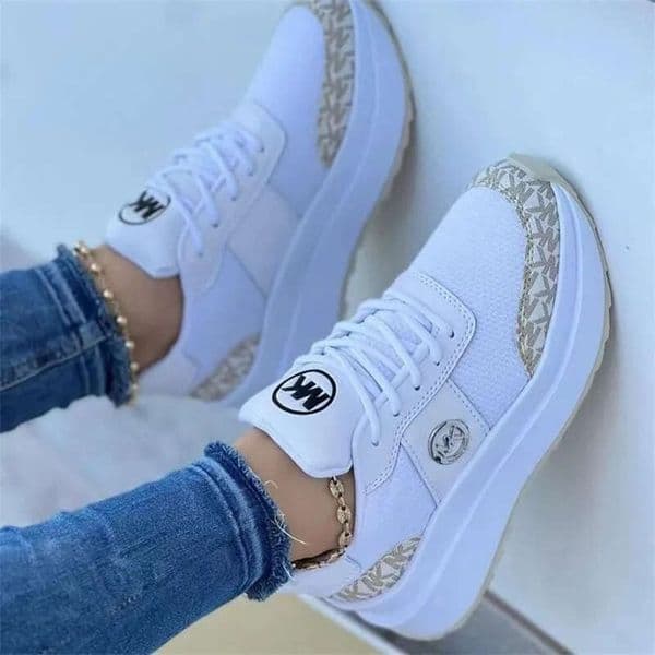 Free Shipping Running Sneaker Designer Women's Casual Wedge Sneakers New Lace-up Mid Heel Large Size Mesh Single Shoes