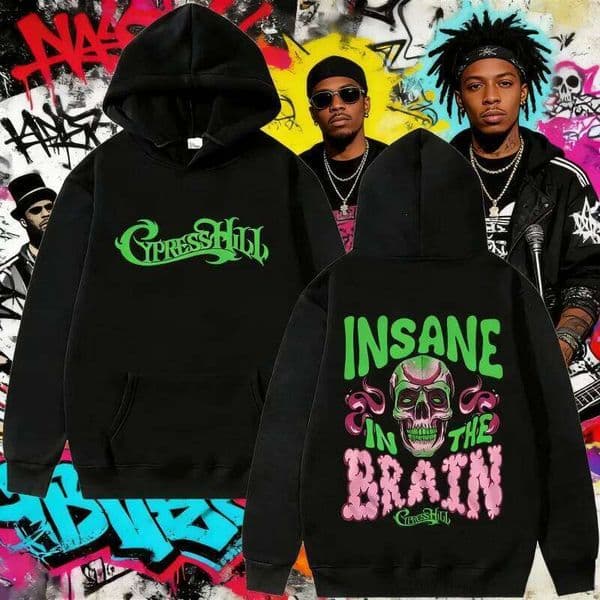 2025Autumn Winter Rapper Cypress Hill Black Sunday Insane in The Brain Skeleton Tracksuit Men Hip Hop 100% Pure Cotton Hoodie C260311