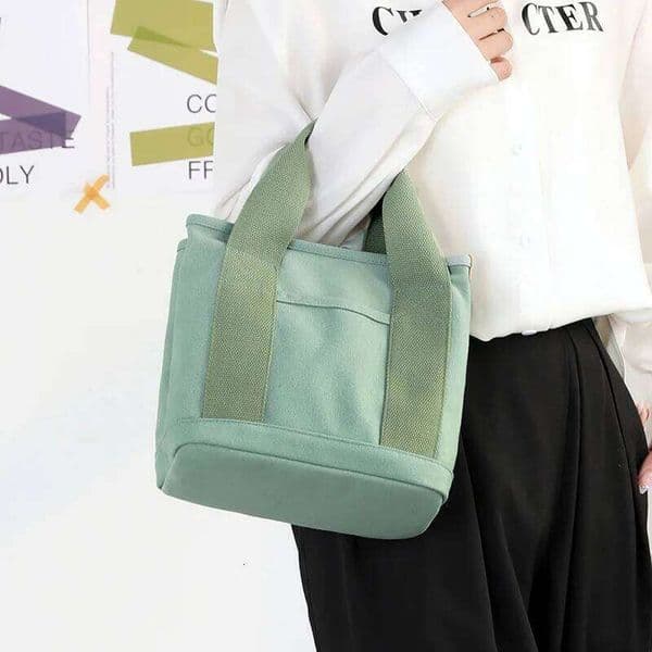 Handheld Thickened Canvas Mobile Phone Bucket Tote Small with Zipper Compartment Simple Shoulder Bag Birthday Gift C260309