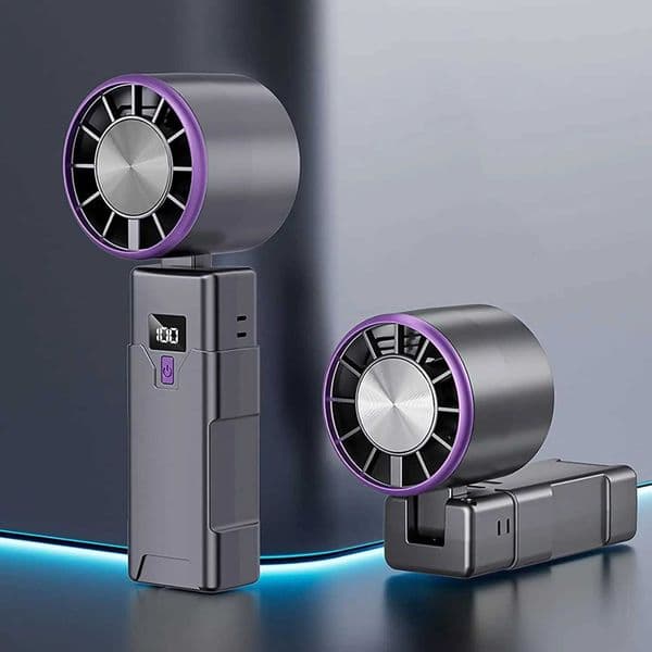 Portable Handheld Fan Desktop USB Rechargeable Foldable Fan For Real Time Display Power Cooling with Adjustable X260311