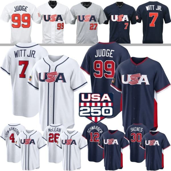99 Aaron Judge Team USA 2026 World Baseball Classic Jersey Pete Crow-Armstrong Paul Skenes Tarik Skubal WBC Cal Raleigh Harper United States