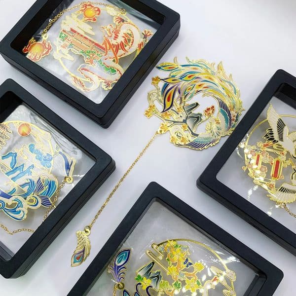 Chinese Mythological Animal Metal Bookmarks with Chain Vintage Pendant Perfect Gift for Book Lovers Writers Readers 260311