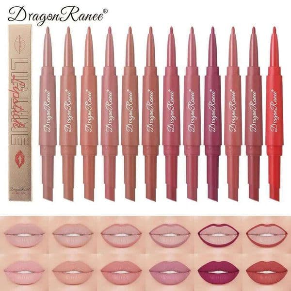 Double Head Matte Lip Liner Pencil 2 in 1 Long Lasting Waterproof Nude Red Lipstick Brighten Outline Makeup Stick W260311