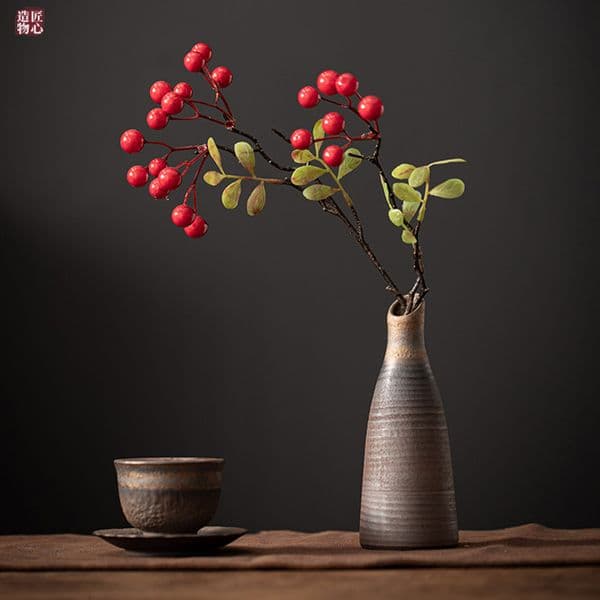 Bestseller Japanese Handmade Coarse Pottery Vintage Zen Flower Holder Ceramic Mini Small Vase ddmySat