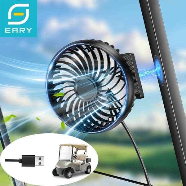 Eary Golf Cart Fan With Magnetic Base 360 Rotate Portable Mini Fan 3 Speeds Cooling Fans Compatible with Yamaha EZGO Accessories X260311