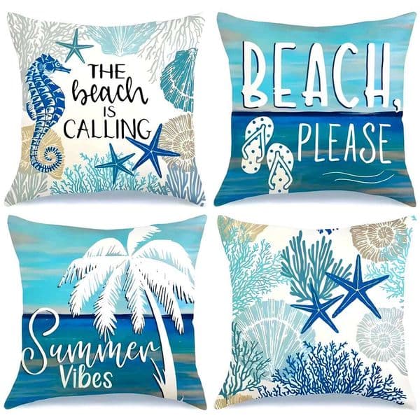 Ocean beach theme pillowcase Coconut tree Starfish print living sofa cushion cover bedroom room home Decoration 26Y0311
