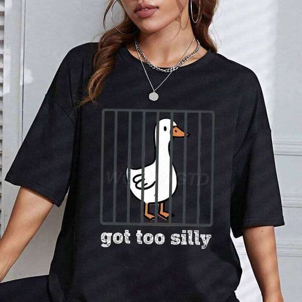Goose Got Too Silly Print T-shirts For Women Summer Short Sleeve Round Neck Oversized T Shirt Creative Personalized Ladies Tops H260311