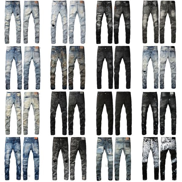 Designer Purples Jeans For Mens High Quality Straight Retro Ripped Biker Motorcycle Jean Womens Skinny Jeans Men purples brands jeans Hip Hop Streetwear P46