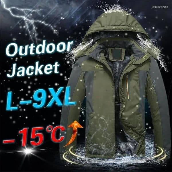 Men's Jackets Ski Jacket Winter Waterproof Windproof Warm Coat Fleece Thick Outwear Outdoor Mountain Overcoat Removable Hooded Parka 9XL