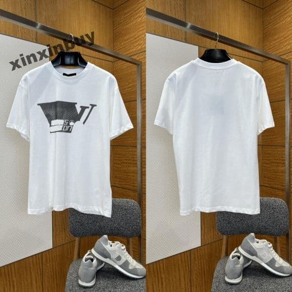 xinxinbuy Men designer Tee t shirt 2026 gradient letters printing cotton short sleeve women white red gray black green S-2XL