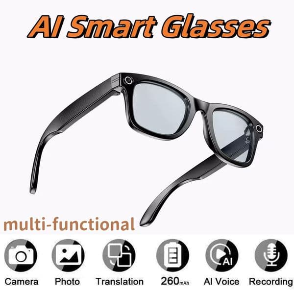 New AI 1080P HD Camera Bluetooth Call Music 260Mah Battery Chat GPT Voice Assistant Smart For Men Women Glasses 100Mp Sun Glasses