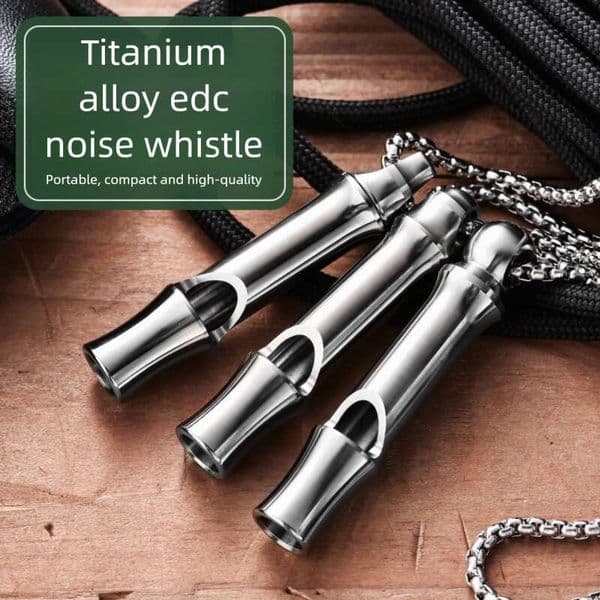 Creative Outdoor Mini Metal Alloy High Frequency Blast Sound Camping Lanyard Pure Titanium Survival Whistle Outdoor Equipment