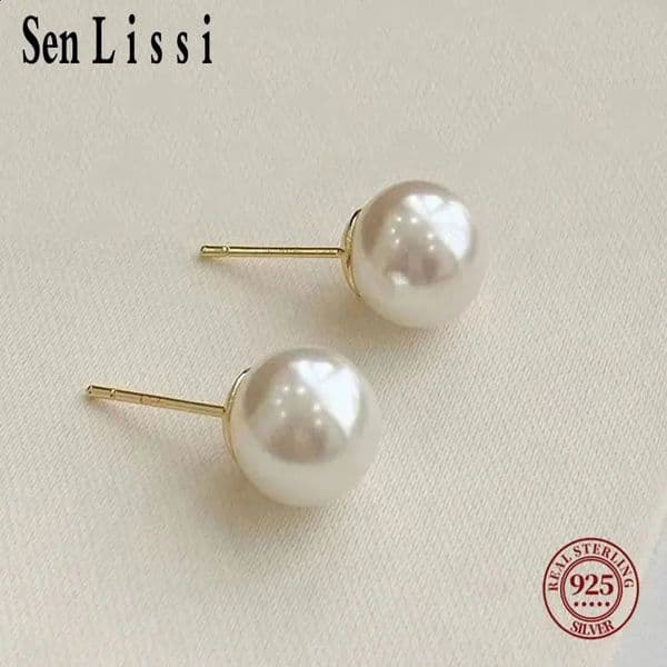 Senlissi- Wholesale 4-14mm Rio Silver Pearl Earrings 925 Sterling Silver Stud Earrings for Women Jewelry Gifts 260302