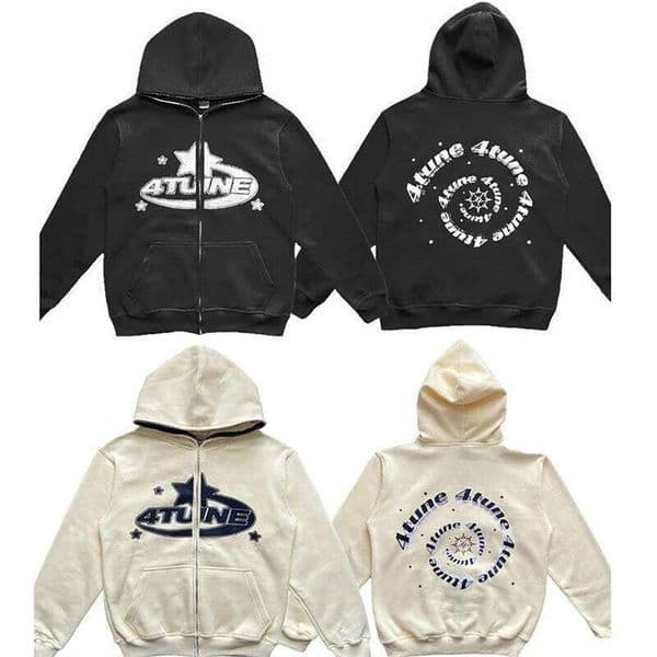 New Clothes Star Letter Print Retro Oversized Hoodie Y2K Street Hip-Hop Color Harajuku Casual Zipper Women Sweatshirt C260311