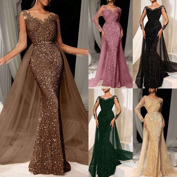2025 Cross-Border European and American Women's Ball Gown Elegant Fashionable Long Lace Party Evening Dress