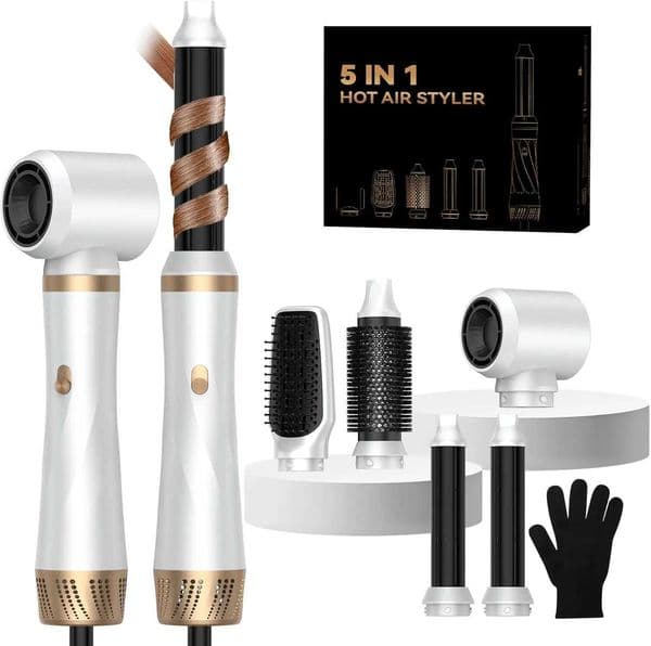5-in-1 Hair Dryer Brush Set Blow Dryer Brush with Air Style Wrap Hair Styler Negative Ionic Magic Style Set Detachable Air Cu X260311