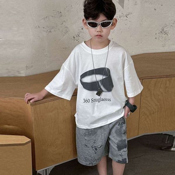 Summer Cotton Short-Sleeve 2025 New Children's T-Shirt Loose Versatile Boys' Round-Neck Clothing for Young and Older Kids L260311