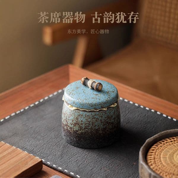 Bestseller Vintage Coarse Pottery Packaging Box Household Japanese Style Four Seasons Ceramic Sealed Jar Pu'er Canister Tea Storage ddmySat