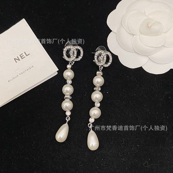 designer jewelry cc earrings Fragrant Pearl Crystal Diamond Earrings for Women channels earring