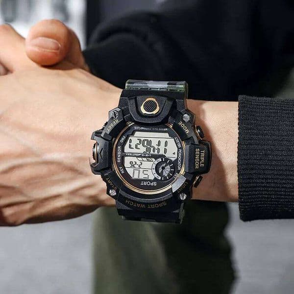 Outdoor Sports Watch, Multi-Function Led Dual Display Timer, Calendar, Alarm Clock, Digital Watch for Teenagers and Students