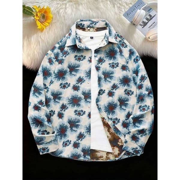 Men's Long-Sleeve Ink Jacquard for Spring and Autumn, Retro Niche Versatile Thin Coat, Stylish Casual Jacket 26H0311