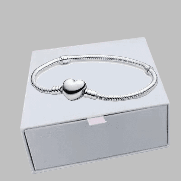 Authentic Silver Plated Heart Bracelets 3MM Snake Chain Fit PAN Charms Bangle Bracelet Women Children DIY Christmas Gifts dd587