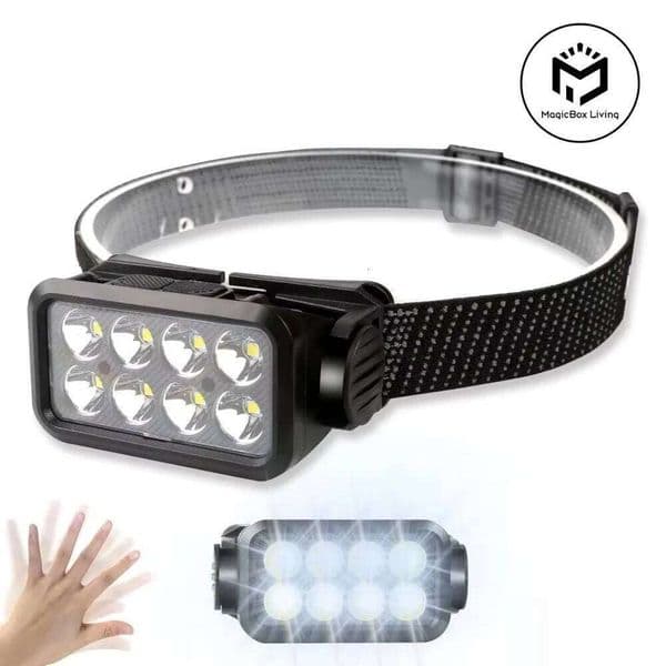 Super Bright Type-C Rechargeable Headlights Motion Sensor LED Headlamp Portable Forehead Flashlight Outdoor Fishing Headlight 26W0312