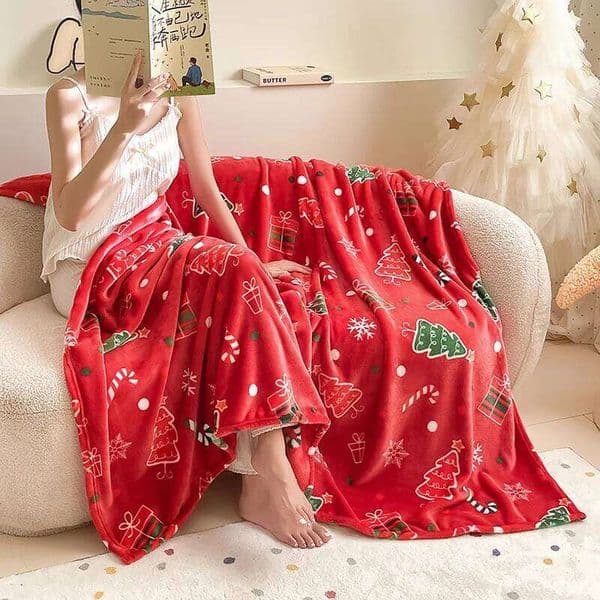 Extra Thick Christmas Flannel Soft Coral Fleece Aircon Blanket Wholesale Price Xmas Season Gift for Home Decor L260601